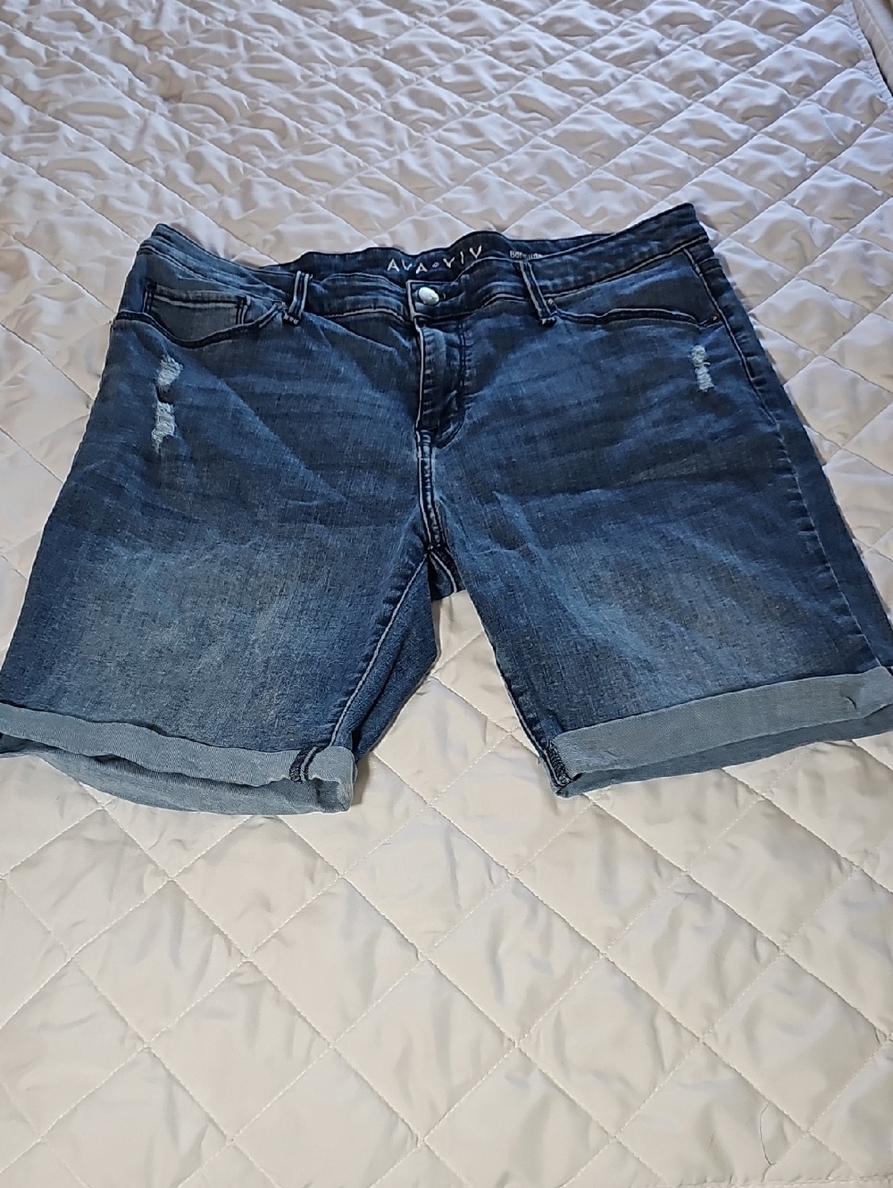 Ava & Viv Dark Blue Cuffed Denim Shorts